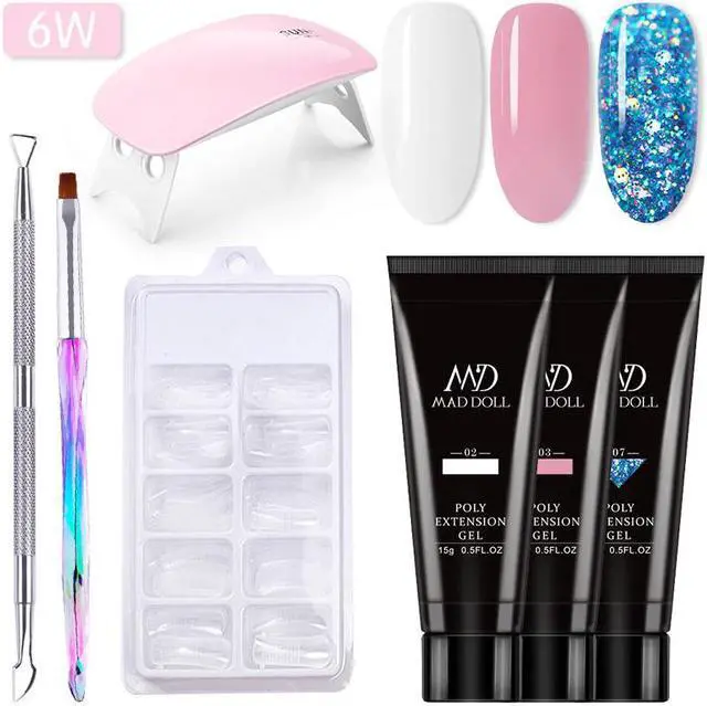 Alt view image 3 of 5 - DOLL 7Pcs/Set 15g ExtensionGel 6W UV LED Lamp Clear Pink Glitter Quick Building For Nails Extensions Hard Extension Gel Nail