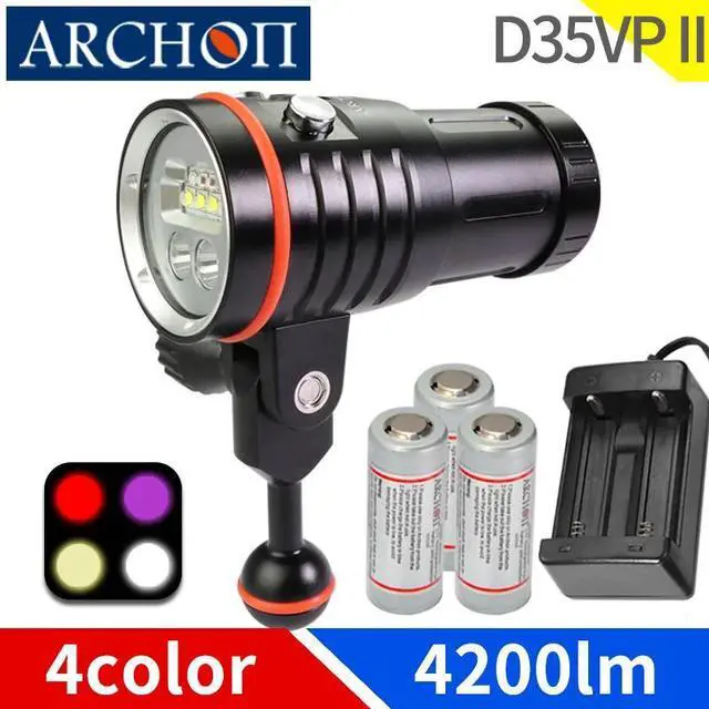 Main image of D35VP II warm white diving photograph lights UV Red HD diving video light diving lighting flashlight Underwater 100m fill lights
