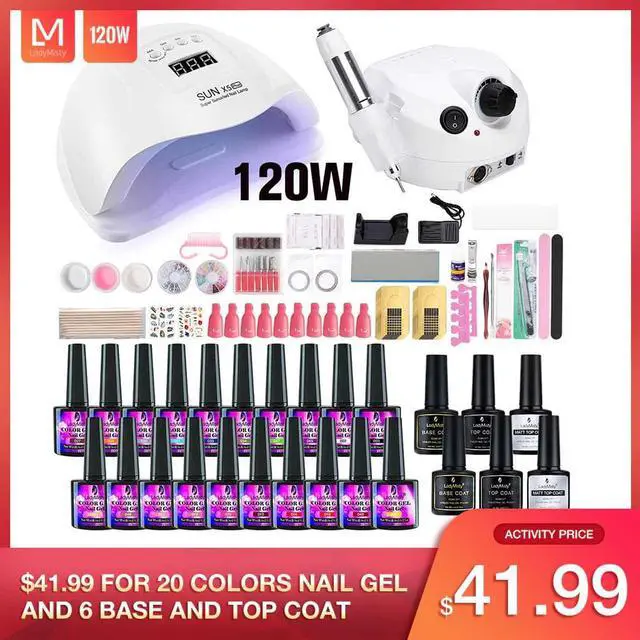 Main image of Set 120W UV LED Lamp For s Dryer 25000RPM  drill Machine 26pcs  Gel Polish Set Kit Soak Off Gel Varnish Kit