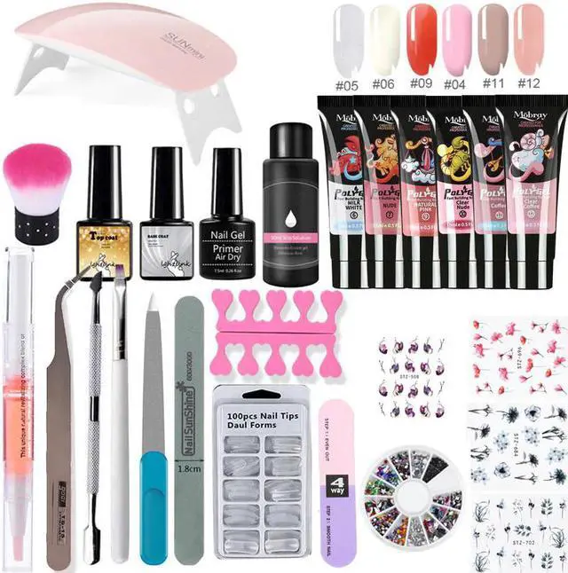 Alt view image 7 of 7 - Poly Extension Nail Set With 6W UV LED USB Lamp Dryer Kit Tools Poly Gel Kit For Manicure Nail Art Sets Nail Polish Gel