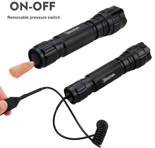 Alt view image 4 of 5 - 501B LED Tactical Purple Flashlight Airsoft UV Hunting Rifle Gun Light+Pressure Switch+20mm Rail Barrel Mount+18650+Charger