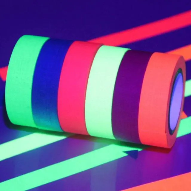 Alt view image 2 of 5 - Black light Reactive Fluorescent Cloth Tape Glow in The Dark Neon Gaffer Tape 0.6in x 16ft Decorative Paper Tape for Party*
