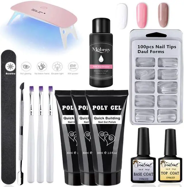 Alt view image 2 of 5 - 30g Extend Builder Gel uv lamp Brush Nail Tool Fake Tips thick poly gel slip solution liquid Poly nail Gel set