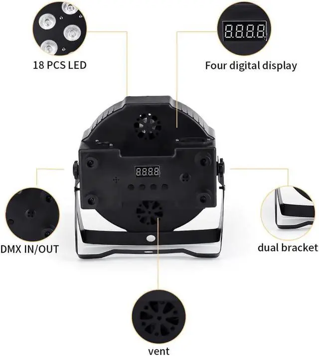 Alt view image 5 of 5 - 7x18W LED Par lights RGBWA UV 6in1 flat par led dmx512 disco lights professional stage dj equipment