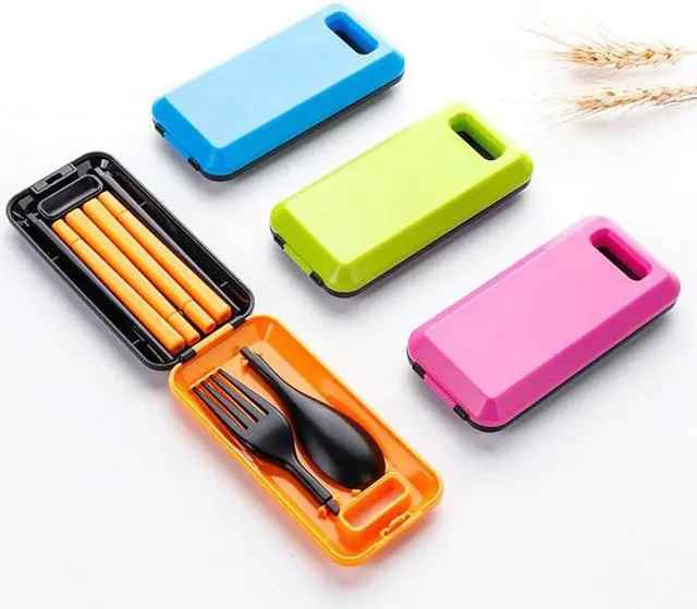 Alt view image 2 of 5 - 3 In 1 Folding Tableware Environmental Fork Camping Hiking Outdoor Camping Cutlery Set Chopsticks Abs Material Spoon Hot