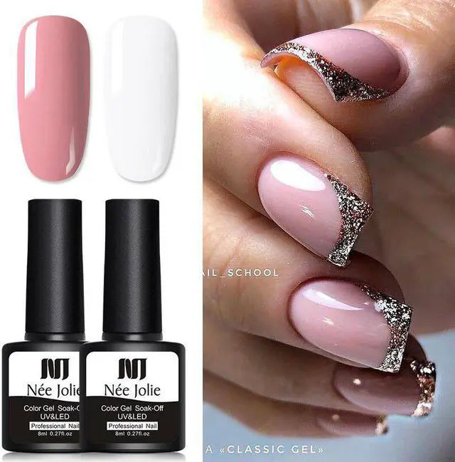 Main image of 4Pcs UV Gel Nail Polish Set 2Pcs Nail Art Paint Gel LED Lamp Soak Off UV Gel Varnish Sparkly Shinning Nail Art Gel