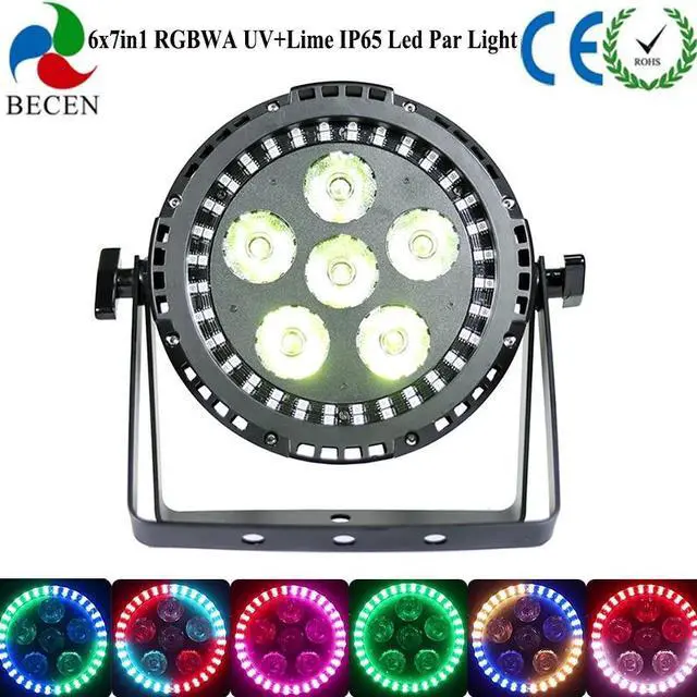 Alt view image 3 of 4 - PAR Light 6x7in1 RGBWA UV +Lime LED Par Light +Rainbow Ring Effect IP65 LED Par Can Lights US Stock