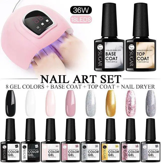 Alt view image 2 of 5 - 10pcs Nail Gel Polish UV LED Lamp Gel Varnishes Painting Hybrid Manicures Set Nail Art Need Base Top Coat Gel Polish