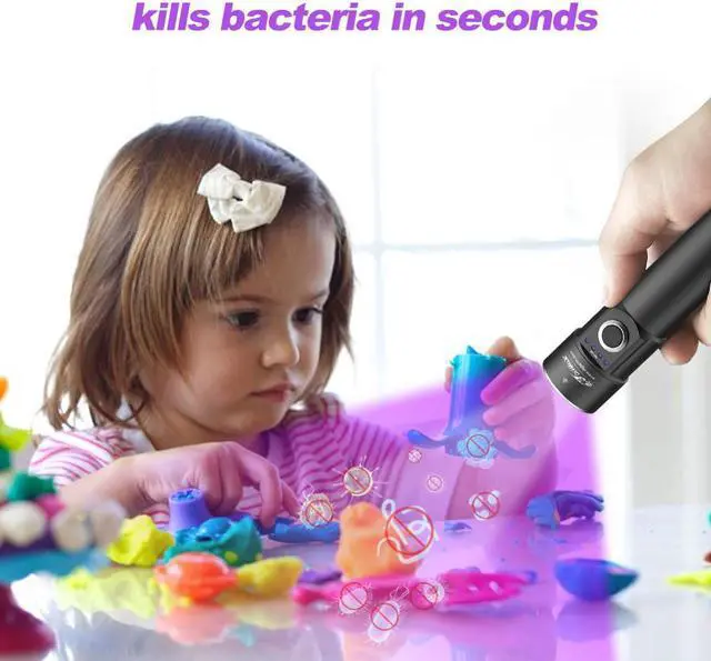 Alt view image 5 of 5 - F Rechargeable UV Portable UV-C Led Black Light Flashlight, Handheld Short Wave Black Light, Waterproof, Power Bank In One