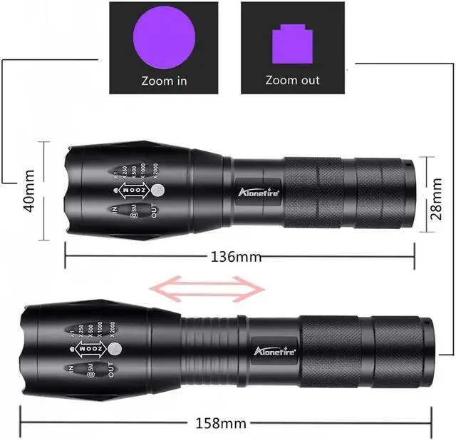 Alt view image 4 of 5 - G700-C UV Flashlight Ultraviolet Zoom USB rechargeable Pet Urine Stains Detector Scorpion Marker Checker for Pet Stain