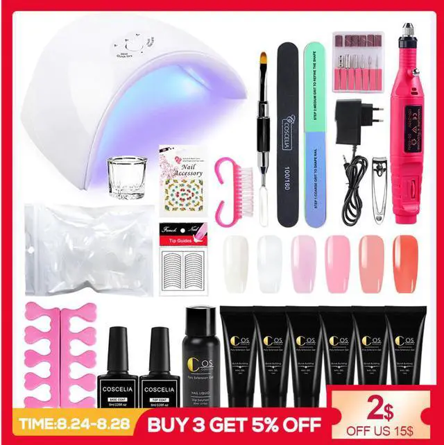 Main image of Poly Gel Kit Nail Set 36w UV LED Lamp Full Manicure Set For Nail Extension Quick Building Gel Hard Jelly Gel Nail Art Tools Kit