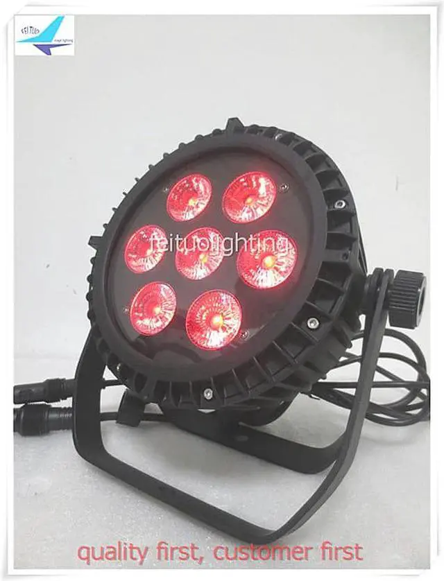 Alt view image 5 of 5 - 7x18w RGBWA UV 6IN1 IP65 Waterproof Flat LED Par Light Stage DJ Party Par Can Outdoor LED Lights (2,4,6,8,10,12,20,24,30pcs
