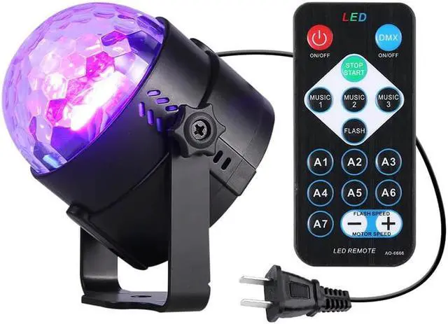 Alt view image 2 of 5 - Rotating Disco Ball Party Lights Sound Activated 3W LED Strobe Stage Lights For Christmas Home KTV Bar Xmas Wedding Show