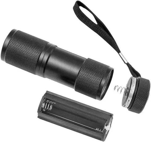 Alt view image 5 of 5 - 9 LED Flashlight Blacklight Detection 9 LED Ultra Violet Mini Flashlight Torch Light Lamp AAA battery Flashlights