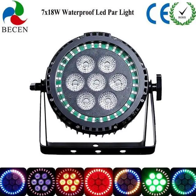 Alt view image 4 of 5 - PAID 6pcs/lot Waterproof 7x6in1 RGBWA UV +Lime LED Par Light Rainbow Ring Effect IP65 LED Outdoor Par Can Lights