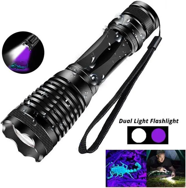 Main image of uv led flashlight Waterproof Torch T6&UV LED Multi-function flash light use 18650 battery portable Urine Stains tactical light