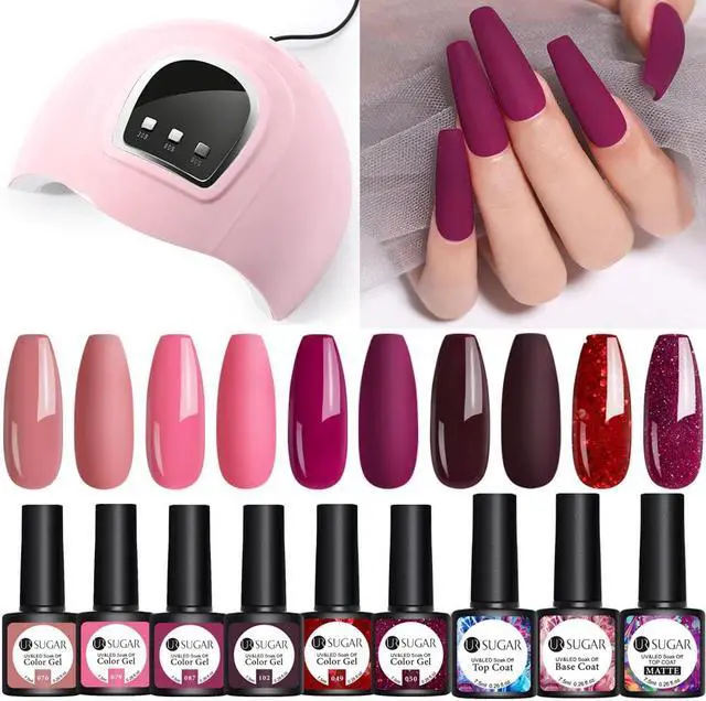 Main image of 10Pcs Color Nail Gel Polish Set with UV Lamp Nail Dryer Curing Gel Polish Semi Permanent Soak Off Gel Varnish Kit DIY