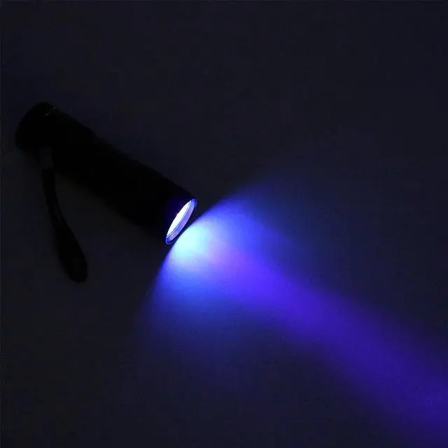 Alt view image 4 of 5 - 9 LED Flashlight Blacklight Detection 9 LED Ultra Violet Mini Flashlight Torch Light Lamp AAA battery Flashlights