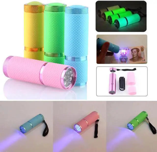 Alt view image 3 of 5 - 9 LED Flashlight Nail Dryer Curing Gel Lamp Flashlight Torch For UV Gel nail polish dryer Multifunction 395nm AAA Battery