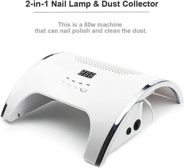 Alt view image 5 of 5 - 80W 2 In 1 Strong Vacuum Nail Suction Duct Collector With UV LED Nail Lamp and 2 Fan Vacuum Cleaner For Manicure Tool