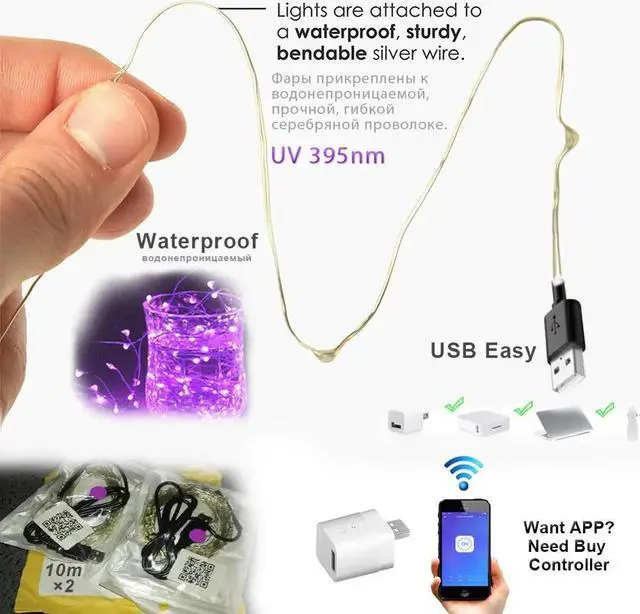 Alt view image 2 of 5 - DIY LED Stage Light Effect USB 20m UV Black Lamp Bulb String Disco Dj Christmas Halloween Party Waterproof Bar Prom