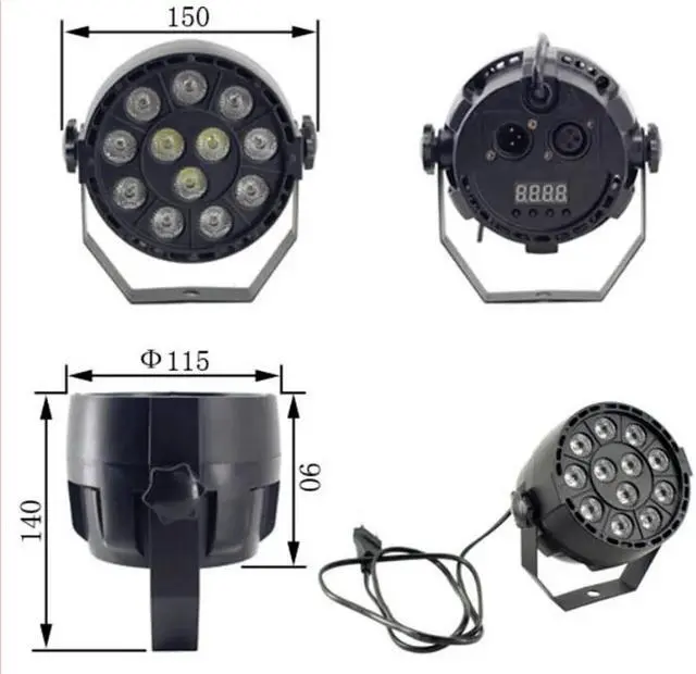 Alt view image 2 of 5 - Light 12LED RGB 3IN1 12x4W UV Stage Lighting effect DMX 512 Club Disco ty Ballroom KTV Bar Wedding DJ Projector Spotlight