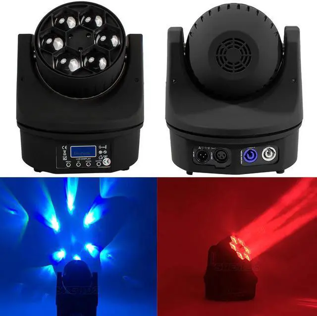 Alt view image 3 of 5 - 2PCS 6x15W Bee Eye Beam Wash 5x12W Moving Head 7x12W 7x18W RGBWA UV Stage Lighting DMX DJ Disco Christmas Party Music Sound