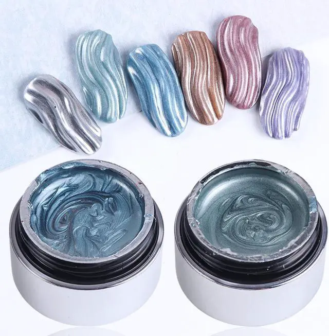 Alt view image 4 of 5 - 6ml Metallic Mirror Nail Gel Polish Wire Drawing Painting Gel Lacquer UV or LED Lamp Soak Off Nail Art Edge Varnish Glue CH776-1