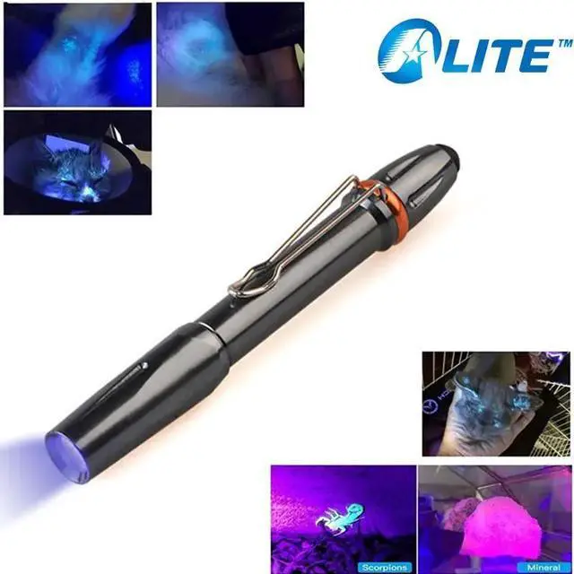 Main image of Clip UV Black Light Flashlight Strong Ultraviolet Light 395nm 365nm Uv-Light Led Pen Torch For Glue Curing Money Detector