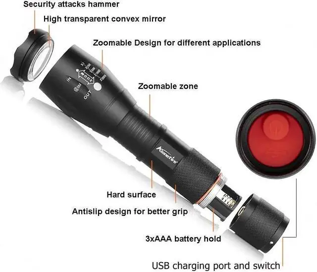 Alt view image 2 of 5 - G700-C UV Flashlight Ultraviolet Zoom USB rechargeable Pet Urine Stains Detector Scorpion Marker Checker for Pet Stain