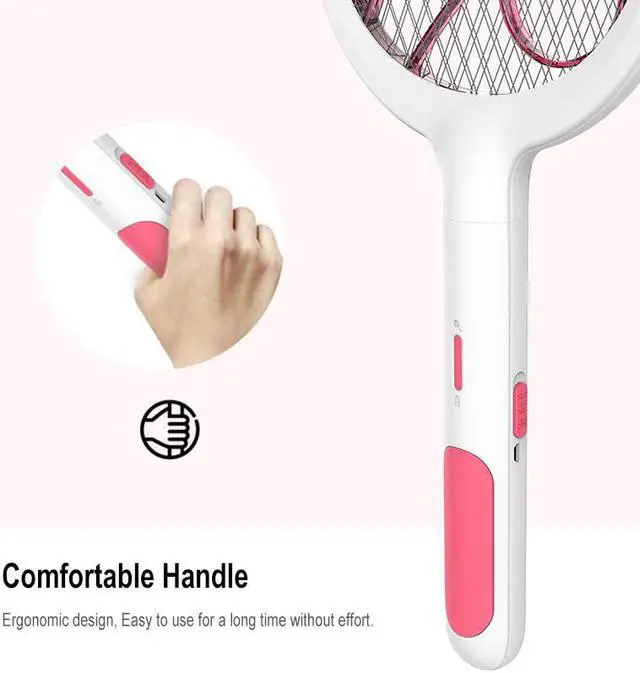 Alt view image 5 of 5 - 3000V Handheld Electric Mosquito Racket Insect Mosquito Zapper Swatter UV Light USB Rechargeable Anti Mosquito Bug Fly Killer