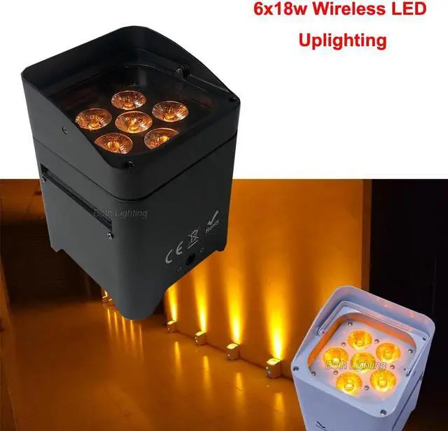 Alt view image 5 of 5 - IR Control WiFi Remote Wireless Battery Operated LED Mini PAR Lights 6X18W RGBWA UV 6in1 Wireless LED Uplighting for wedding