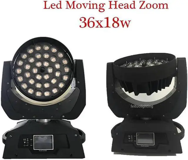 Main image of 2pcs/lot 36X18W Moving Head Zoom Wash Light RGBWA UV 6in1 Circle Ring Color Change Rotation Wedding Disco Show Stage Light