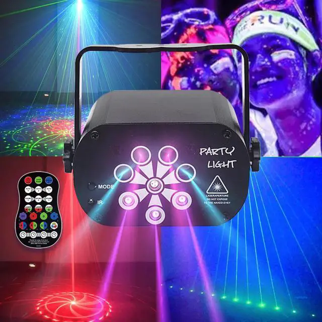 Alt view image 4 of 5 - 129 Patterns USB Rechargeable  Laser Projector Lights RGB UV DJ Disco Stage Party Lights for Christmas Halloween Birthday Weddin