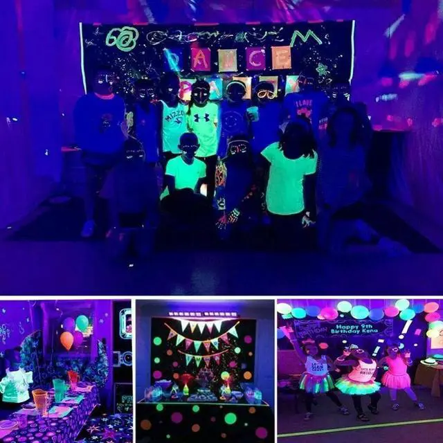 Alt view image 3 of 5 - 12LED DJ Disco Stage Light Night Lamp Body Paint Bar Home Decor Integrated Blacklight UV Black With Rack Christmas Party Club