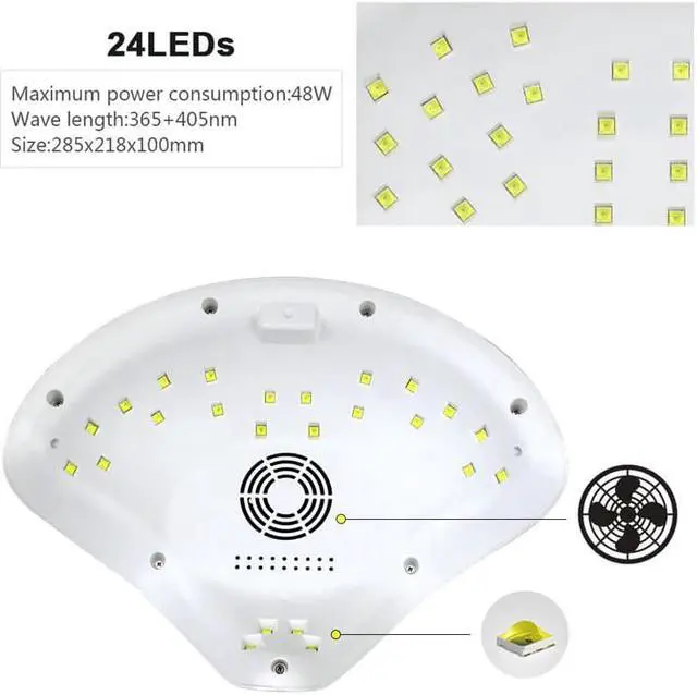 Alt view image 2 of 5 - Hands Curing Gel Polsih Machine 48w Nail LED Lamp UV Leds for Drying Feet UV LED Nail Dryer 48w Dual Light