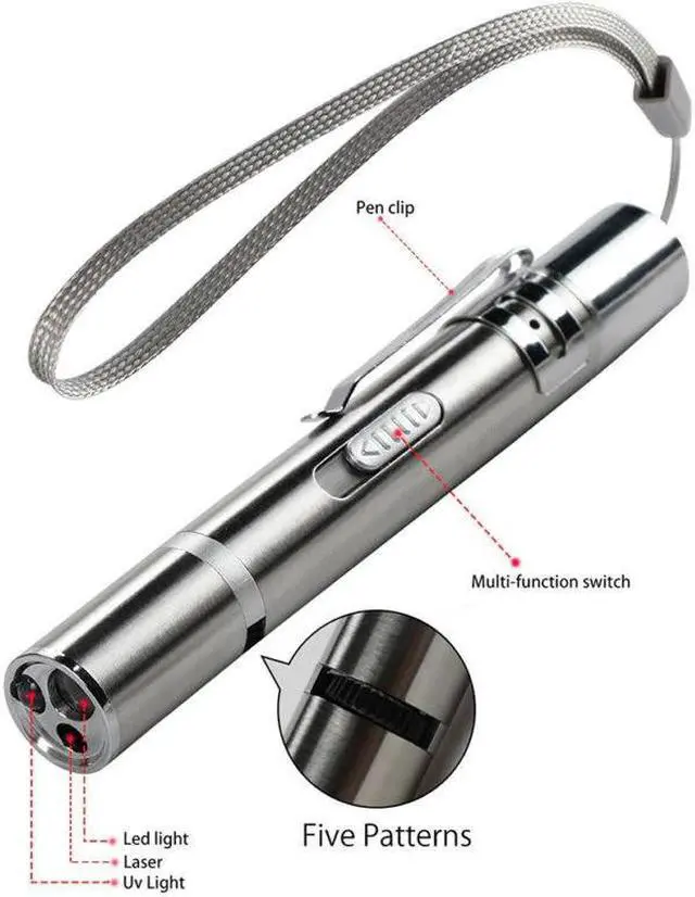 Alt view image 4 of 5 - 3 in 1 Laser Pointer Cat Pet Child Toys USB Rechargeable UV Torch Flashlight Mini Pet Training Dog Cat Pointer Teasing Pen