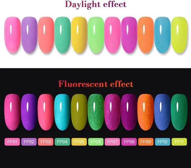 Alt view image 2 of 5 - Fluorescent Dip Nail Powder Set Without UV Lamp Cured Pigment Glitter Powder Dust Nail Art Decorattion 10ml