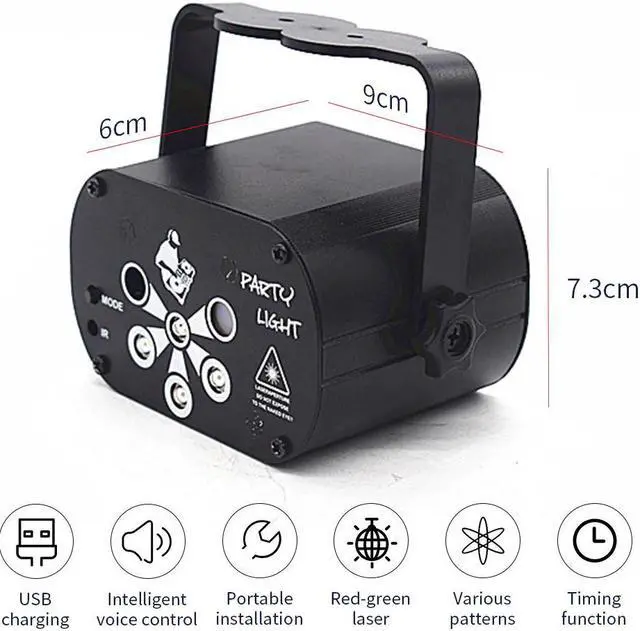 Alt view image 5 of 5 - 129 Patterns USB Rechargeable  Laser Projector Lights RGB UV DJ Disco Stage Party Lights for Christmas Halloween Birthday Weddin
