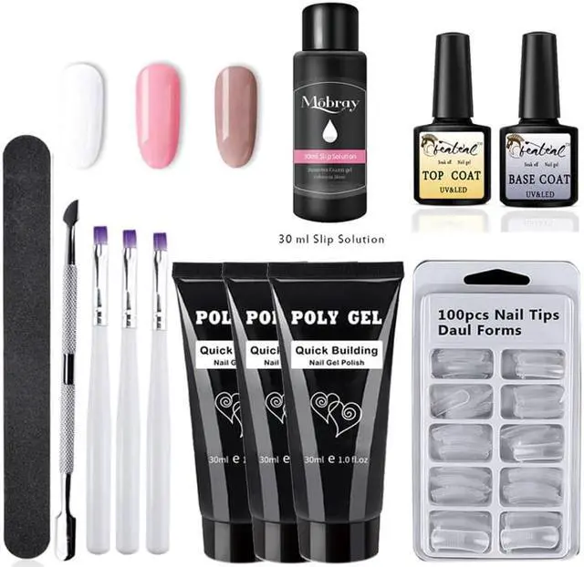 Alt view image 4 of 5 - 30g Extend Builder Gel uv lamp Brush Nail Tool Fake Tips thick poly gel slip solution liquid Poly nail Gel set