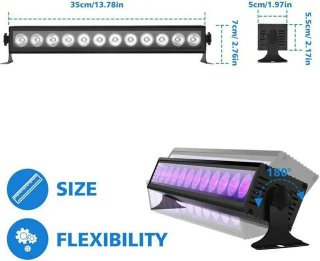 Alt view image 4 of 5 - 12LED DJ Disco Stage Light Night Lamp Body Paint Bar Home Decor Integrated Blacklight UV Black With Rack Christmas Party Club