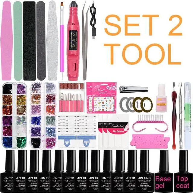 Alt view image 5 of 5 - Set Gel Varnish Soak Off Nail Gel Polish Kit Acrylic Nail Kit with UV LED Lamp Dryer 12/24pcs Colors Art Nail Tools