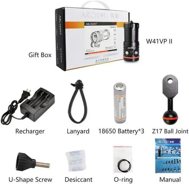 Alt view image 3 of 5 - D35VP II warm white diving photograph lights UV Red HD diving video light diving lighting flashlight Underwater 100m fill lights