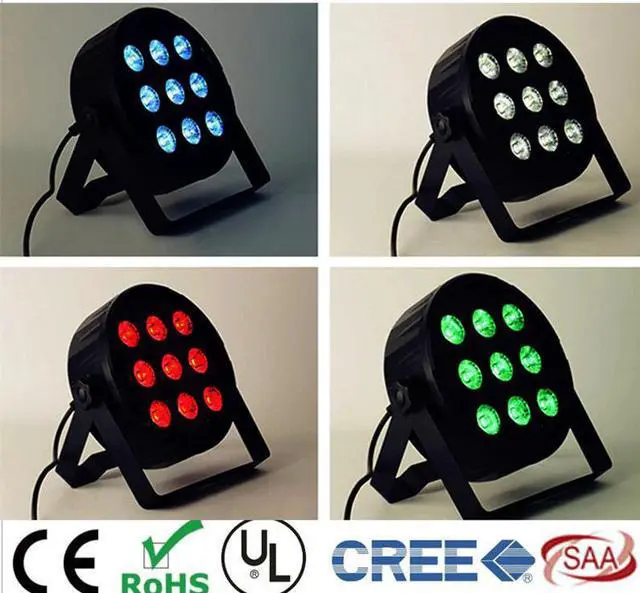 Main image of 9x12W LED Flat SlimPar Quad Light RGBWA UV 6in1 dj par light  LED DJ Wash Light Stage Uplighting No Noise