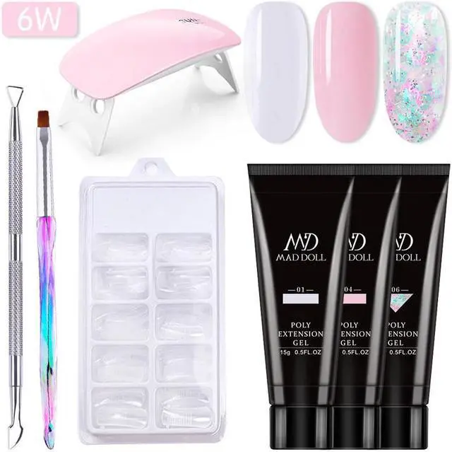 Main image of DOLL 7Pcs/Set 15g ExtensionGel 6W UV LED Lamp Clear Pink Glitter Quick Building For Nails Extensions Hard Extension Gel Nail