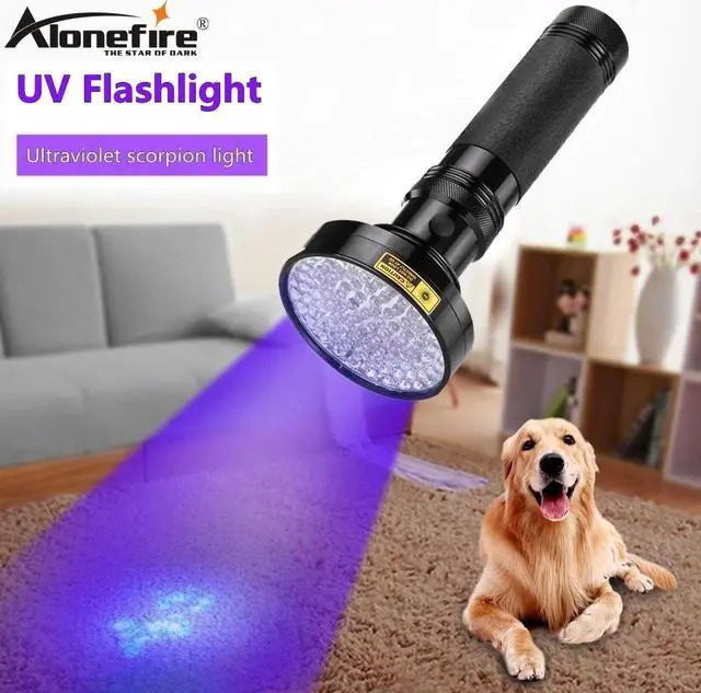 Main image of 100 LED High power UV Light 395nm Flashlight Ultraviolet Scorpion Cat Dog pet urine Money Detection Torch lamp AA cell