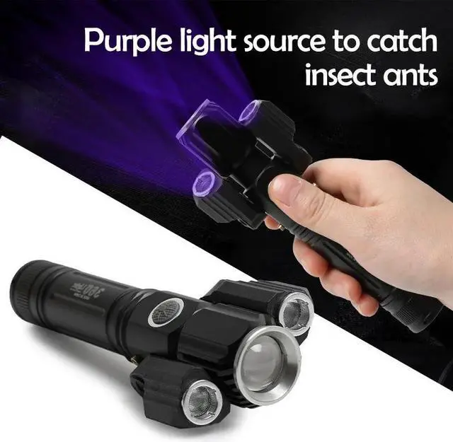 Alt view image 4 of 5 - Led Flashlight UV USB Deformable 90 Degree Twist Rotary Clip Waterproof Magnet 5 Lighting Modes Lighting LED Torch Outdoor