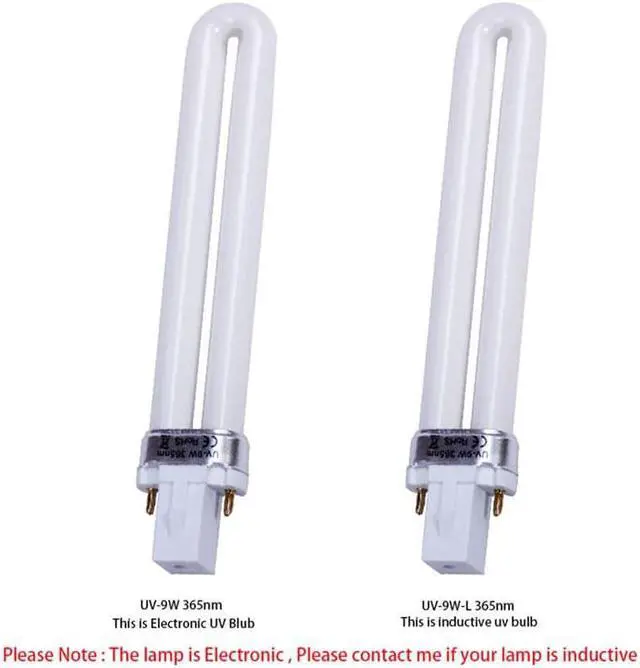 Alt view image 3 of 5 - Professional Electronic 2pcs 365nm 9W Nail Dryer UV Lamp Light Bulb Tube Replacement Art Nail Polish Manicure