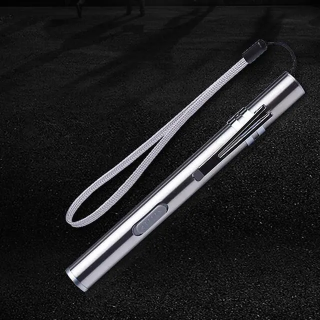 Alt view image 3 of 5 - 1 Pc LED Flashlight USB Rechargeable High-light Pocket Stainless Steel Light Electric Torch for Camping Hiking Fishing Outdoor