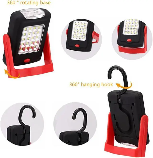 Alt view image 5 of 5 - 23 LEDs Portable LED Work Flashlight Torch Lantern Working Light Stand 2 Modes Camping Handy Lamp Inspection With Magnet Hook